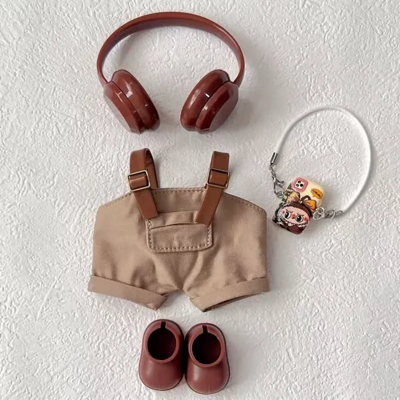 labubu clothes for 15-17cm Labubu clothing set includes headphones waist belt pants and accessories labubu clothes for 15-17cm Labubu clothing set includes headphones waist belt pants and accessories