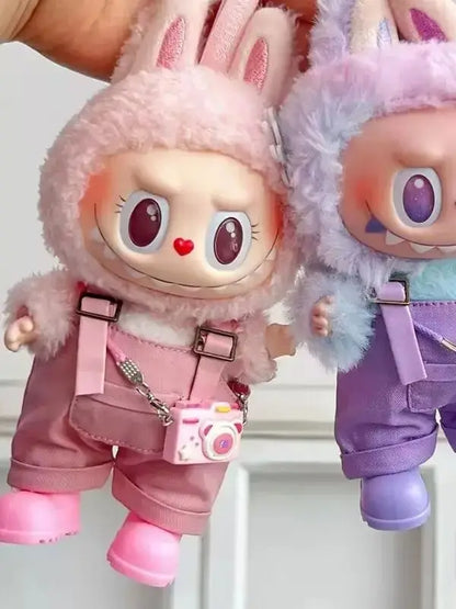 labubu clothes for 15-17cm Labubu clothing set includes headphones waist belt pants and accessories labubu clothes for 15-17cm Labubu clothing set includes headphones waist belt pants and accessories