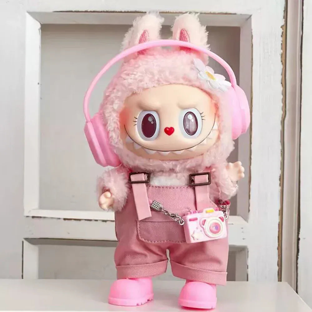 labubu clothes for 15-17cm Labubu clothing set includes headphones waist belt pants and accessories labubu clothes for 15-17cm Labubu clothing set includes headphones waist belt pants and accessories