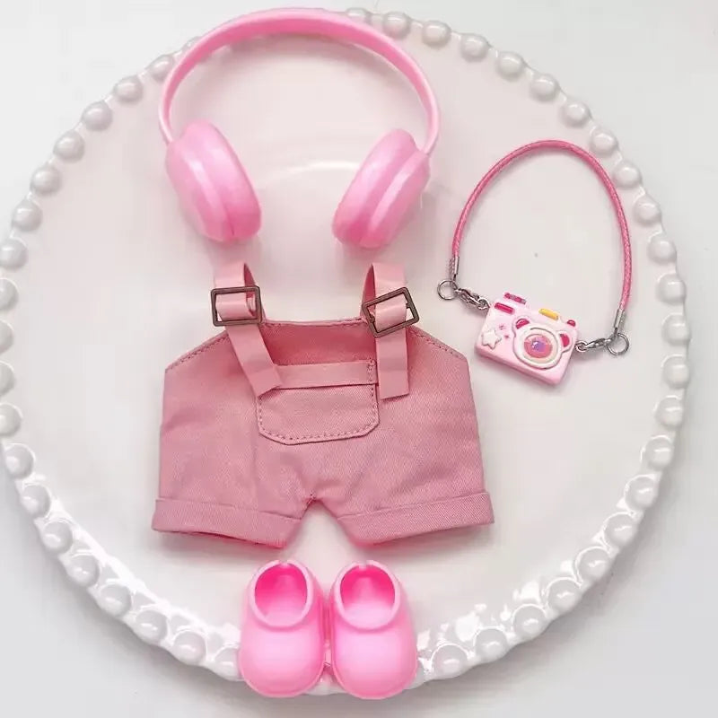labubu clothes for 15-17cm Labubu clothing set includes headphones waist belt pants and accessories labubu clothes for 15-17cm Labubu clothing set includes headphones waist belt pants and accessories