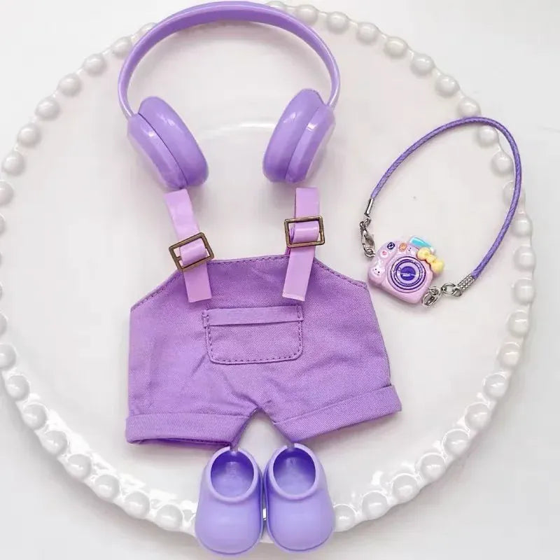 labubu clothes for 15-17cm Labubu clothing set includes headphones waist belt pants and accessories labubu clothes for 15-17cm Labubu clothing set includes headphones waist belt pants and accessories