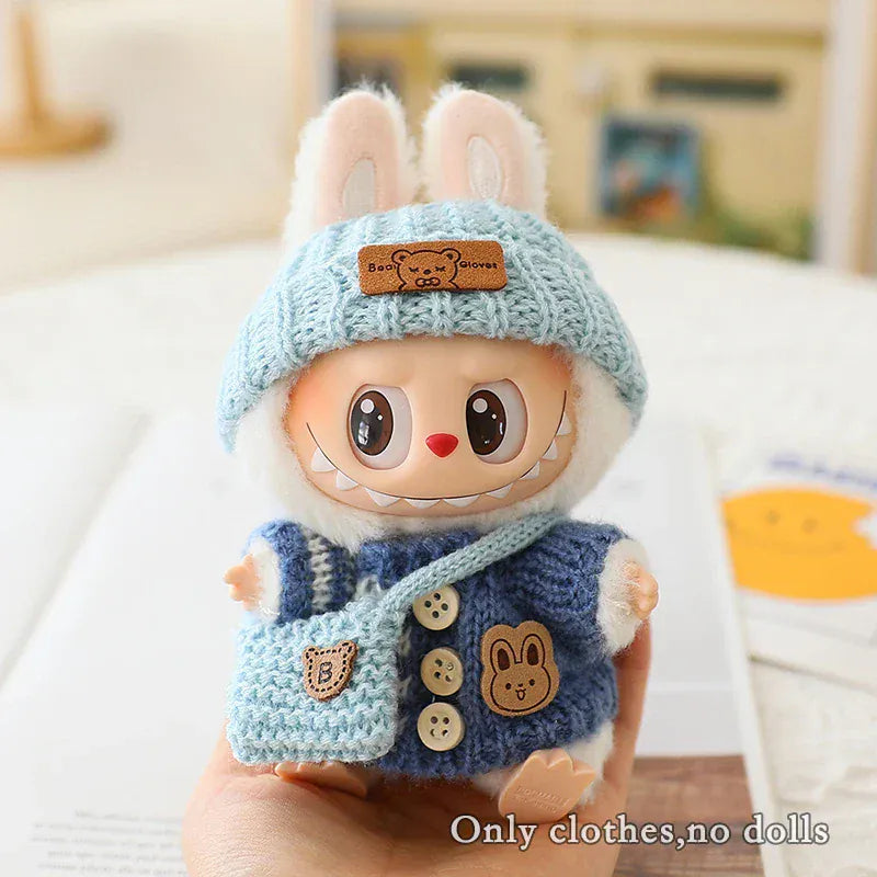 Labubu Clothes for Labubu Accessories Outfit 17cm Dolls Clothing Labubu Clothes Pink Designer Doll Sweater Hat Bag Set Labubu Clothes for Labubu Accessories Outfit 17cm Dolls Clothing Labubu Clothes Pink Designer Doll Sweater Hat Bag Set