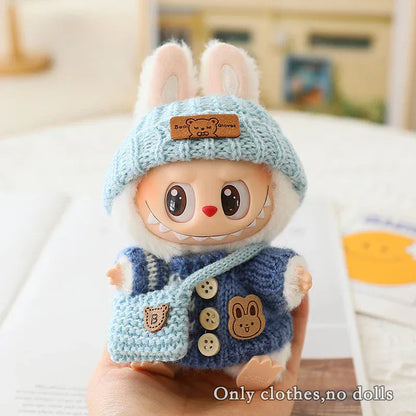 Labubu Clothes for Labubu Accessories Outfit 17cm Dolls Clothing Labubu Clothes Pink Designer Doll Sweater Hat Bag Set Labubu Clothes for Labubu Accessories Outfit 17cm Dolls Clothing Labubu Clothes Pink Designer Doll Sweater Hat Bag Set