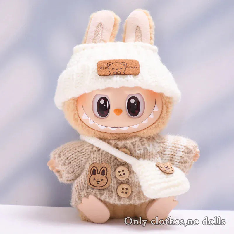 Labubu Clothes for Labubu Accessories Outfit 17cm Dolls Clothing Labubu Clothes Pink Designer Doll Sweater Hat Bag Set Labubu Clothes for Labubu Accessories Outfit 17cm Dolls Clothing Labubu Clothes Pink Designer Doll Sweater Hat Bag Set