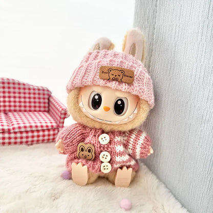 Labubu Clothes for Labubu Accessories Outfit 17cm Dolls Clothing Labubu Clothes Pink Designer Doll Sweater Hat Bag Set Labubu Clothes for Labubu Accessories Outfit 17cm Dolls Clothing Labubu Clothes Pink Designer Doll Sweater Hat Bag Set