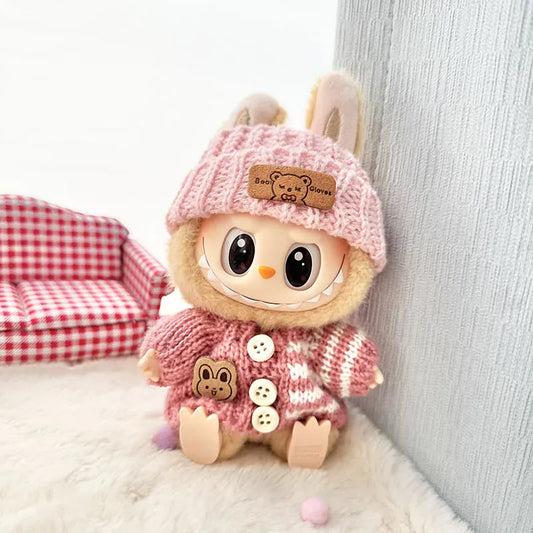 Labubu Clothes for Labubu Accessories Outfit 17cm Dolls Clothing Labubu Clothes Pink Designer Doll Sweater Hat Bag Set Labubu Clothes for Labubu Accessories Outfit 17cm Dolls Clothing Labubu Clothes Pink Designer Doll Sweater Hat Bag Set