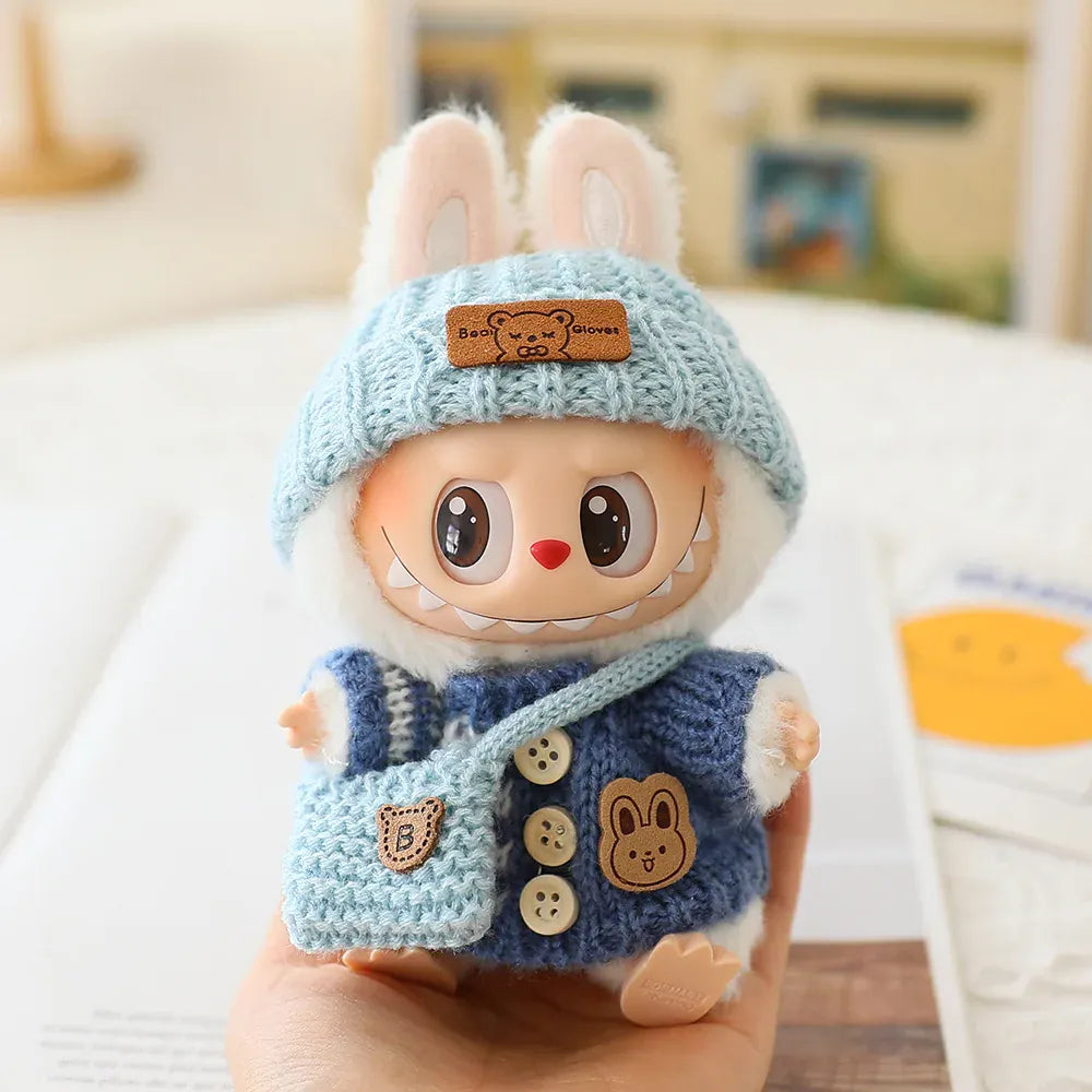 Labubu Clothes for Labubu Accessories Outfit 17cm Dolls Clothing Labubu Clothes Pink Designer Doll Sweater Hat Bag Set Labubu Clothes for Labubu Accessories Outfit 17cm Dolls Clothing Labubu Clothes Pink Designer Doll Sweater Hat Bag Set