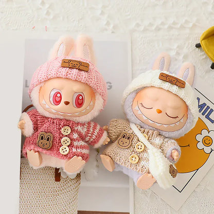 Labubu Clothes for Labubu Accessories Outfit 17cm Dolls Clothing Labubu Clothes Pink Designer Doll Sweater Hat Bag Set Labubu Clothes for Labubu Accessories Outfit 17cm Dolls Clothing Labubu Clothes Pink Designer Doll Sweater Hat Bag Set