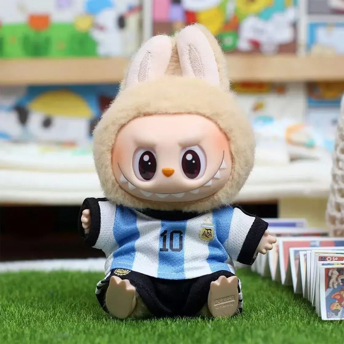 Labubu Football Vinyl Pendant Doll 17cm with DIY Clothing Set Labubu Football Vinyl Pendant Doll 17cm with DIY Clothing Set