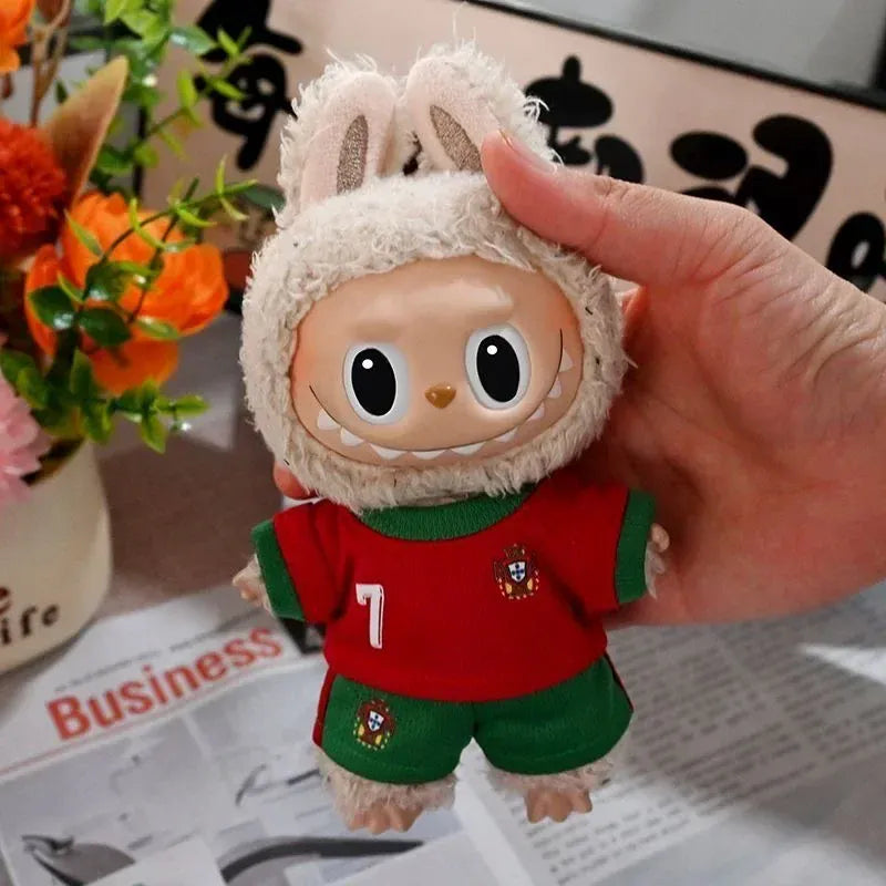 Labubu Football Vinyl Pendant Doll 17cm with DIY Clothing Set Labubu Football Vinyl Pendant Doll 17cm with DIY Clothing Set