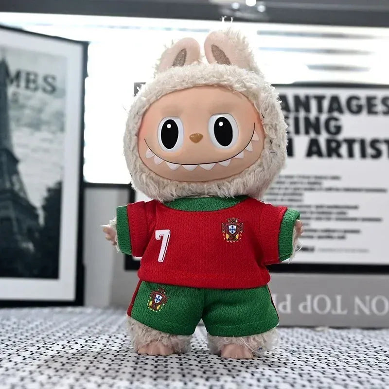 Labubu Football Vinyl Pendant Doll 17cm with DIY Clothing Set V1V2 V3 Sportswear Creative Gift Toy for Kids Labubu Football Vinyl Pendant Doll 17cm with DIY Clothing Set V1V2 V3 Sportswear Creative Gift Toy for Kids