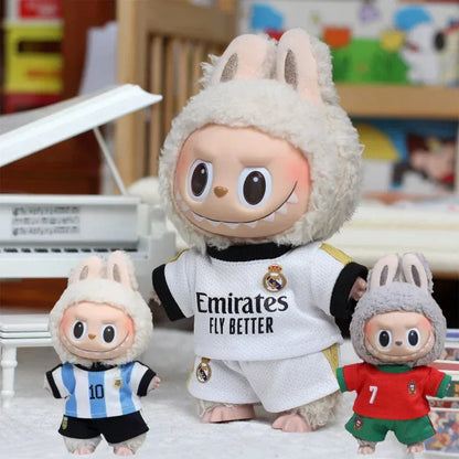 Labubu Football Vinyl Pendant Doll 17cm with DIY Clothing Set V1V2 V3 Sportswear Creative Gift Toy for Kids Labubu Football Vinyl Pendant Doll 17cm with DIY Clothing Set V1V2 V3 Sportswear Creative Gift Toy for Kids