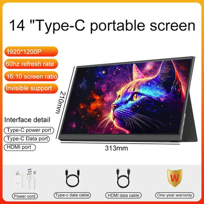 Lanlipu14'15.6'16inch Portable Monitor Exten sion Ultra-thin Second Screen 1920*1200P For PC/Cell phone Xbox Switch PS4/5 Laptop Lanlipu14'15.6'16inch Portable Monitor Exten sion Ultra-thin Second Screen 1920*1200P For PC/Cell phone Xbox Switch PS4/5 Laptop
