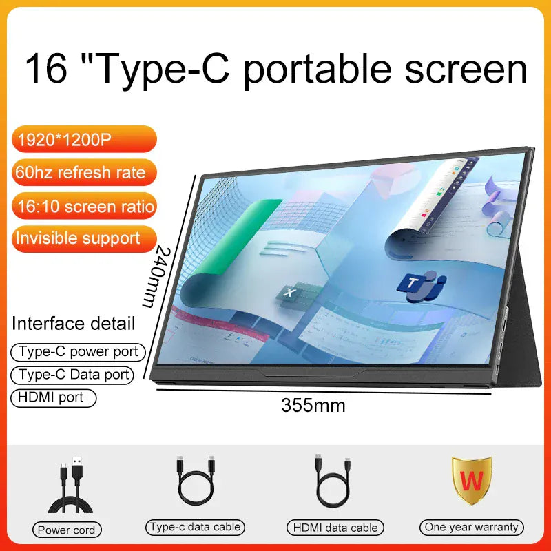 Lanlipu14'15.6'16inch Portable Monitor Exten sion Ultra-thin Second Screen 1920*1200P For PC/Cell phone Xbox Switch PS4/5 Laptop Lanlipu14'15.6'16inch Portable Monitor Exten sion Ultra-thin Second Screen 1920*1200P For PC/Cell phone Xbox Switch PS4/5 Laptop