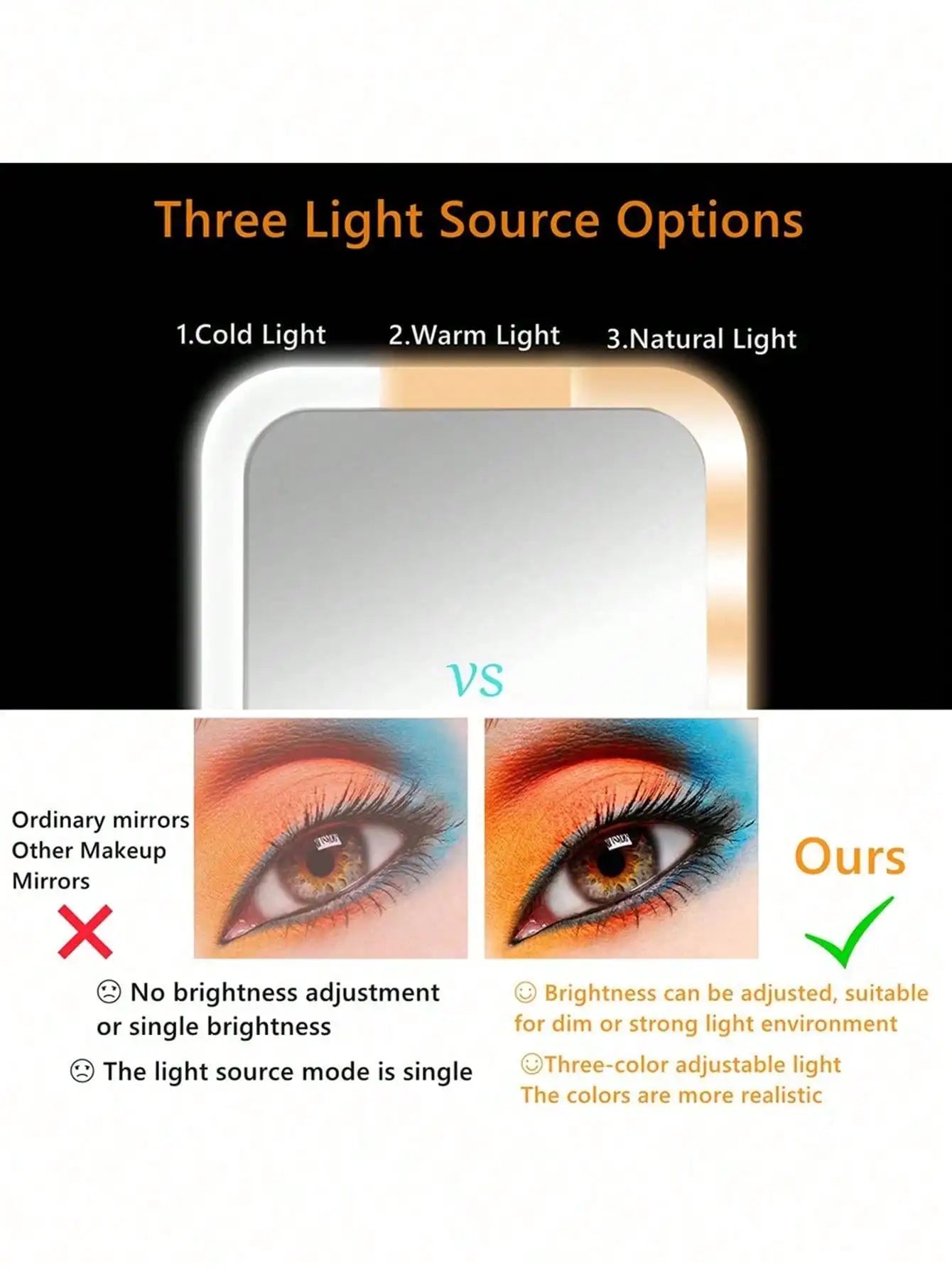 LED Makeup Mirror With Adjustable Dimming, Rotating & Storage - USB Vanity Mirror LED Makeup Mirror With Adjustable Dimming, Rotating & Storage - USB Vanity Mirror