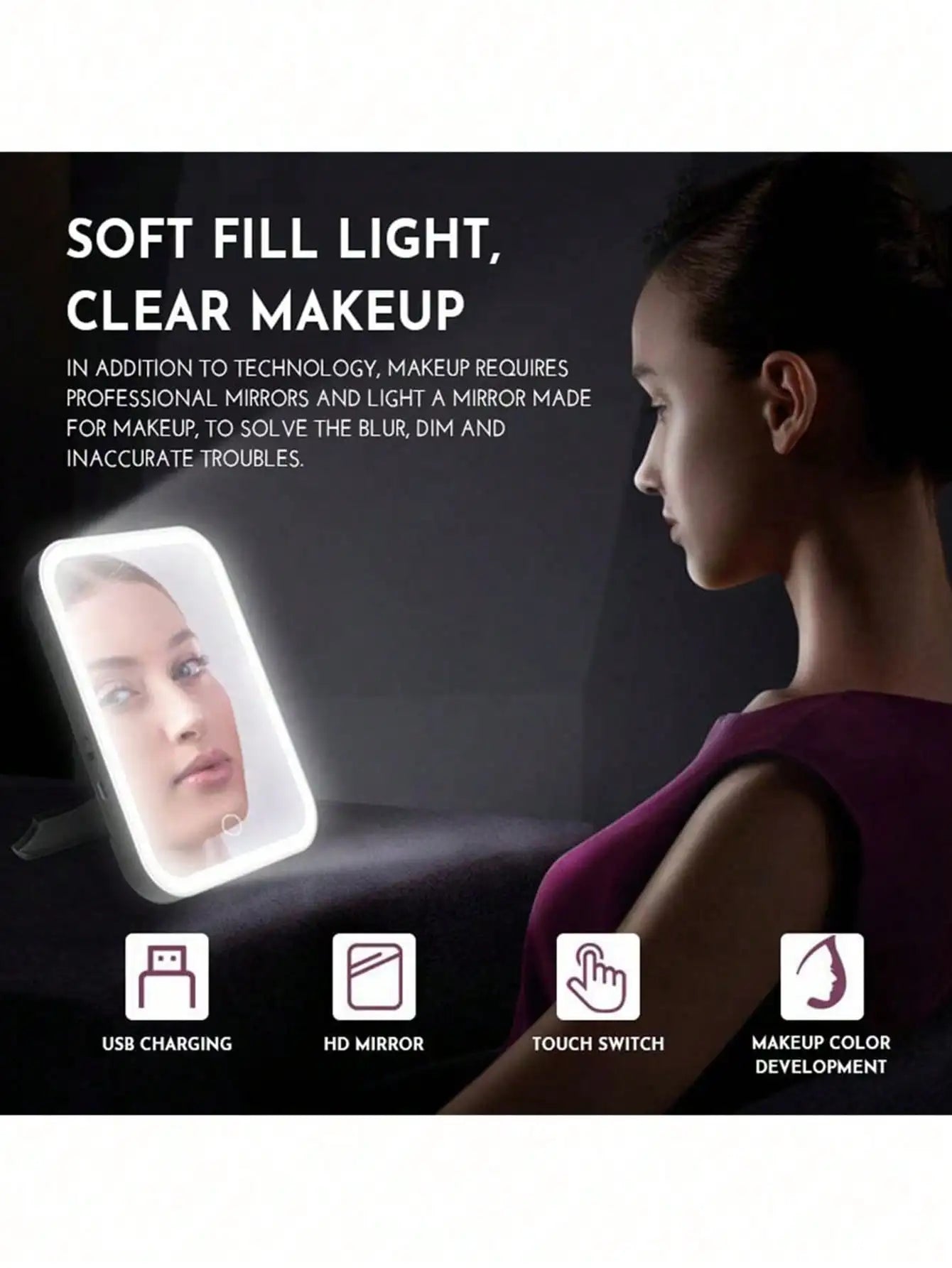 LED Makeup Mirror With Adjustable Dimming, Rotating & Storage - USB Vanity Mirror LED Makeup Mirror With Adjustable Dimming, Rotating & Storage - USB Vanity Mirror