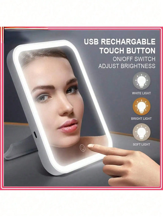 LED Makeup Mirror With Adjustable Dimming, Rotating & Storage - USB Vanity Mirror LED Makeup Mirror With Adjustable Dimming, Rotating & Storage - USB Vanity Mirror