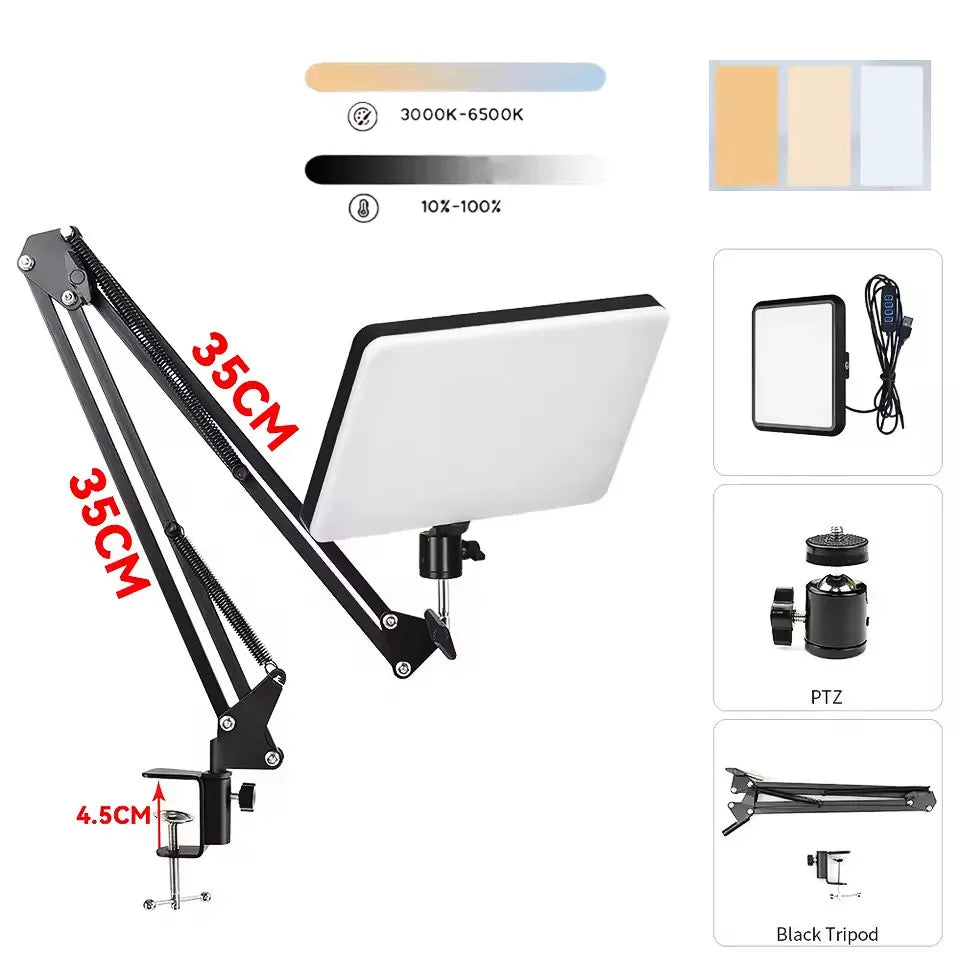 LED Photography Light Selfie Lights Conference Lighting Photo Studio Lamp With Scissor Arm Stand For Zoom YouTube Live Streaming LED Photography Light Selfie Lights Conference Lighting Photo Studio Lamp With Scissor Arm Stand For Zoom YouTube Live Streaming