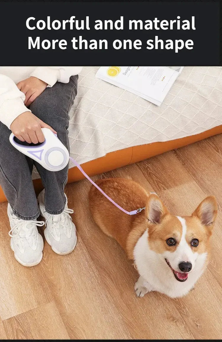 LED Retractable Dog Leash with Flashlight & RGB Ring – 3m & 5m | Wahooly LED Retractable Dog Leash with Flashlight & RGB Light Ring – 3m & 5m