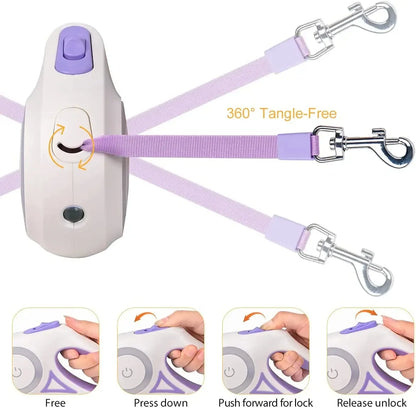 LED Retractable Dog Leash with Flashlight & RGB Ring – 3m & 5m | Wahooly LED Retractable Dog Leash with Flashlight & RGB Light Ring – 3m & 5m
