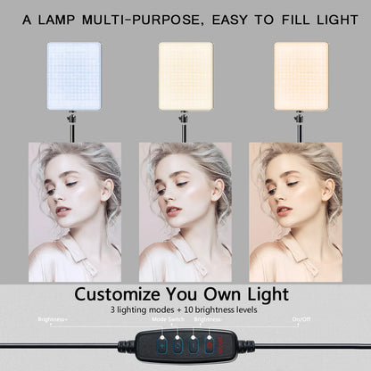 LED Video Lights Conference Photography Lighting Selfie Light Photo Studio Lamp With Tripod for Shoot Live Streaming TikTok Zoom LED Video Lights Conference Photography Lighting Selfie Light Photo Studio Lamp With Tripod for Shoot Live Streaming TikTok Zoom