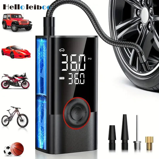 LEIBOO 150PSI Smart Cordless Tire Inflator – 80W Digital Air Compressor | Wahooly LEIBOO Smart Cordless Tire Inflator – 150PSI 80W Air Compressor with Digital Gauge & Auto Shut-Off