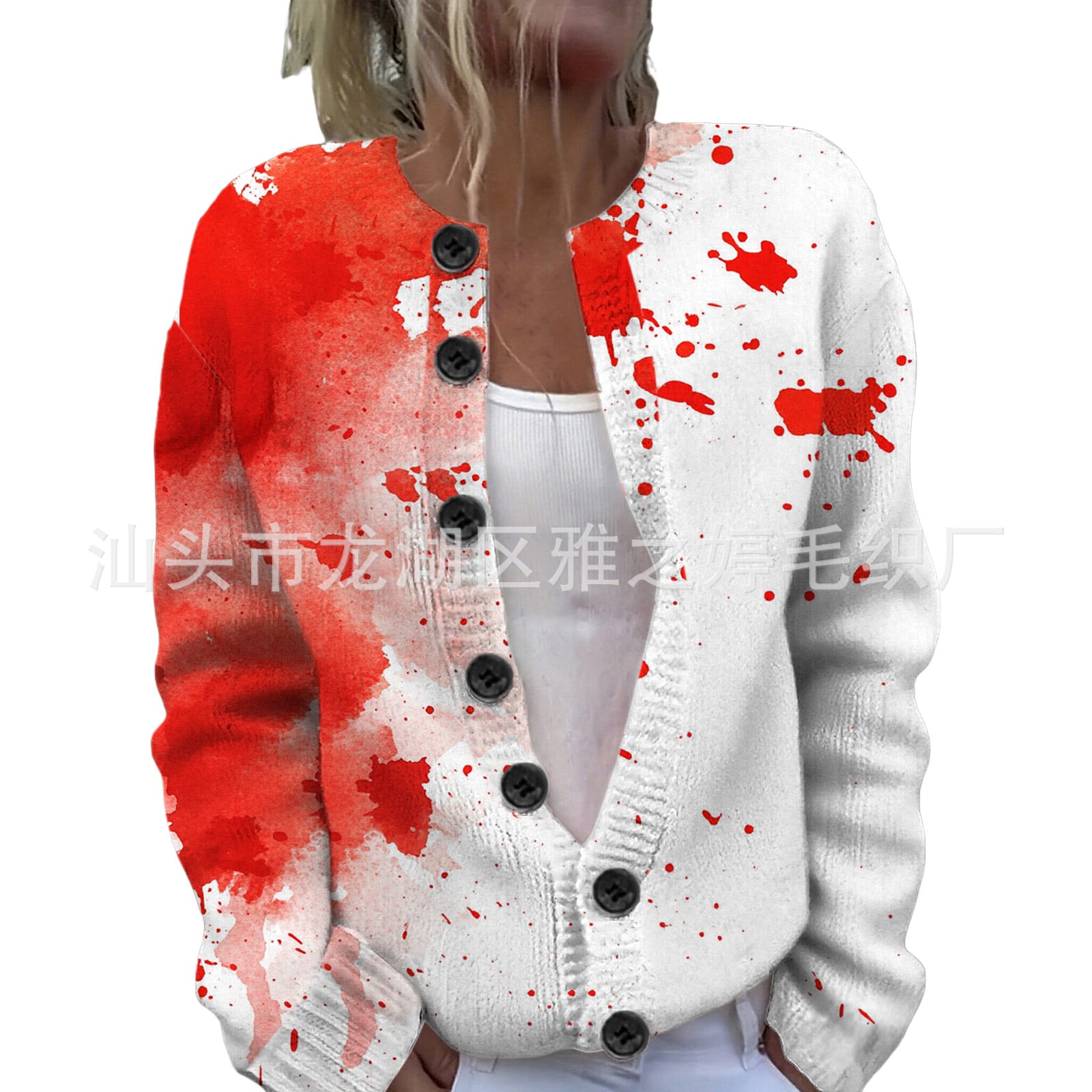 Ll-Yk1 Halloween Cardigan Round Neck Long-Sleeved 3D Printed Sweater European and American Cross-Border Casual Women's Clothing Amazon Theme Ll-Yk1 Halloween Cardigan Round Neck Long-Sleeved 3D Printed Sweater European and American Cross-Border Casual Women's Clothing Amazon Theme