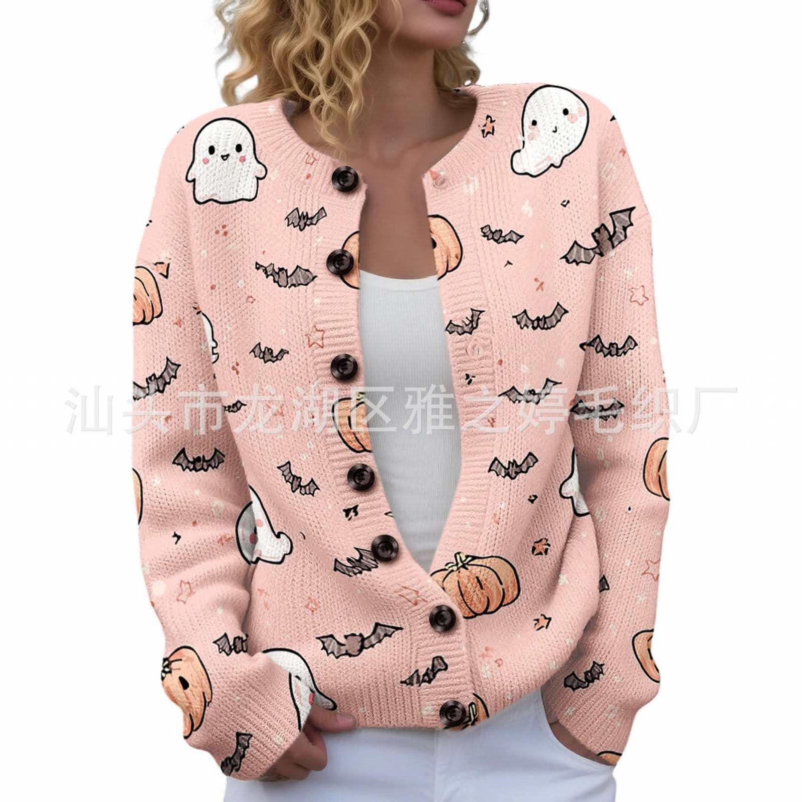 Ll-Yk1 Halloween Cardigan Round Neck Long-Sleeved 3D Printed Sweater European and American Cross-Border Casual Women's Clothing Amazon Theme Ll-Yk1 Halloween Cardigan Round Neck Long-Sleeved 3D Printed Sweater European and American Cross-Border Casual Women's Clothing Amazon Theme