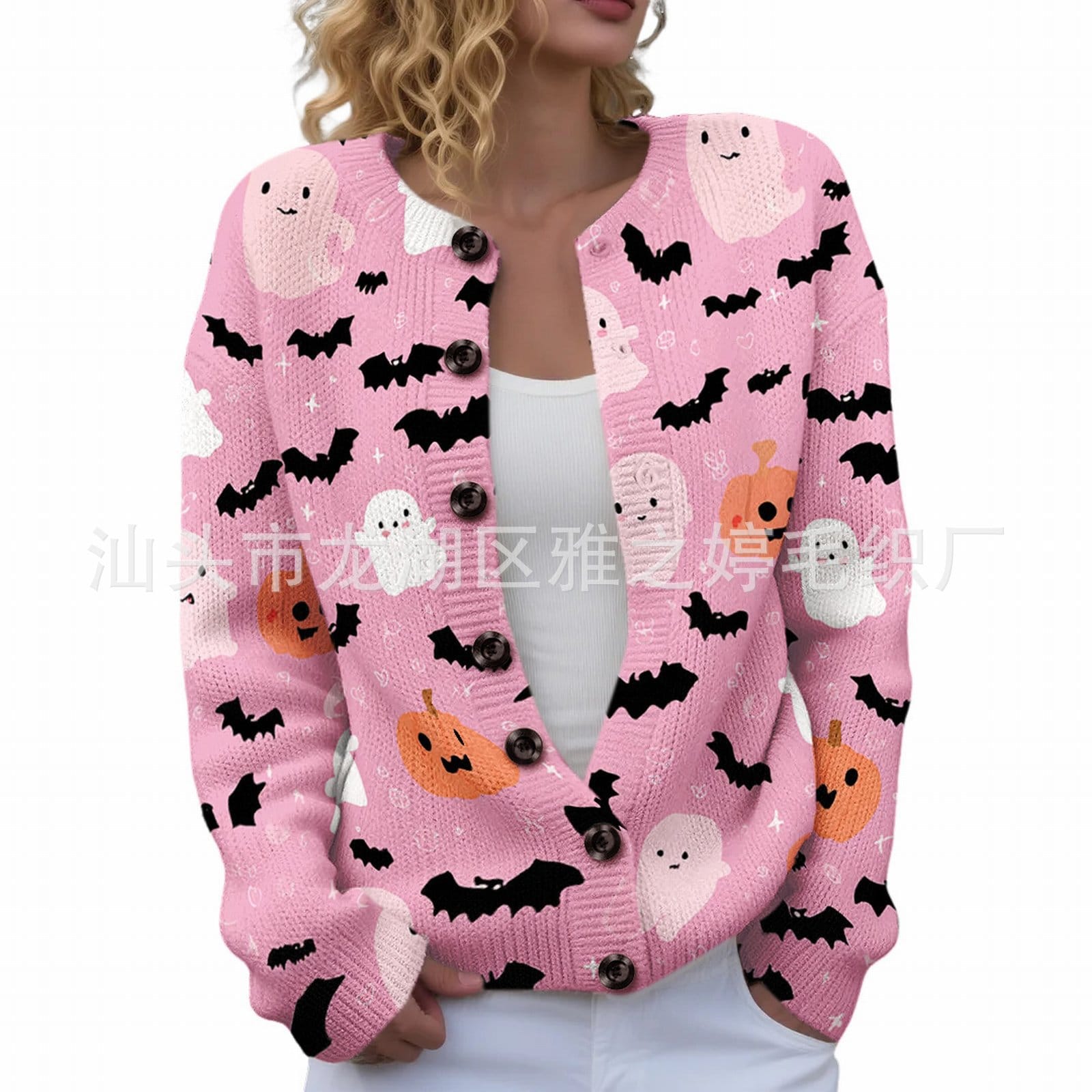 Ll-Yk1 Halloween Cardigan Round Neck Long-Sleeved 3D Printed Sweater European and American Cross-Border Casual Women's Clothing Amazon Theme Ll-Yk1 Halloween Cardigan Round Neck Long-Sleeved 3D Printed Sweater European and American Cross-Border Casual Women's Clothing Amazon Theme