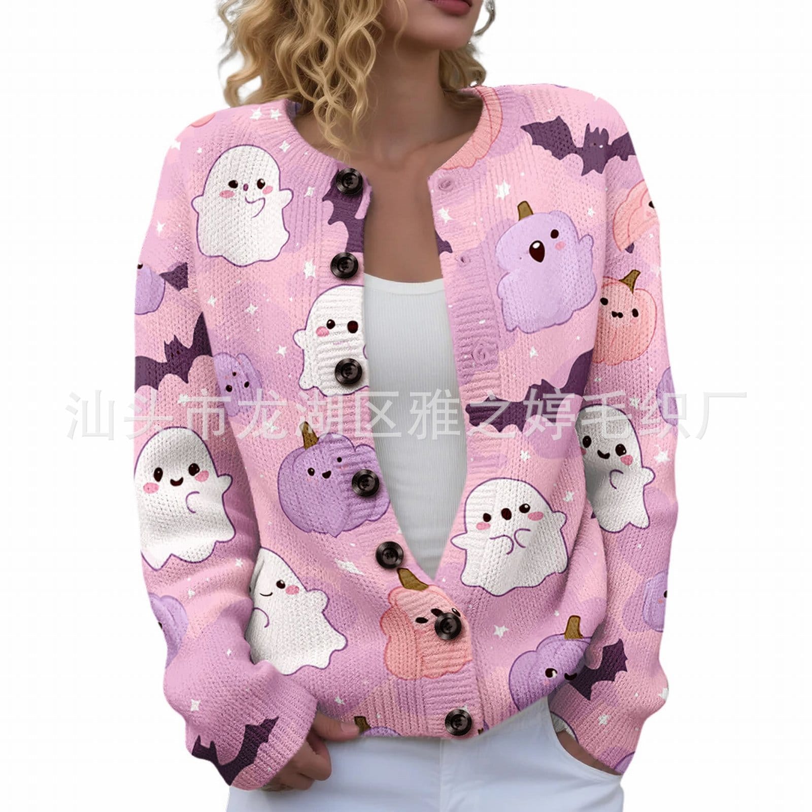 Ll-Yk1 Halloween Cardigan Round Neck Long-Sleeved 3D Printed Sweater European and American Cross-Border Casual Women's Clothing Amazon Theme Ll-Yk1 Halloween Cardigan Round Neck Long-Sleeved 3D Printed Sweater European and American Cross-Border Casual Women's Clothing Amazon Theme