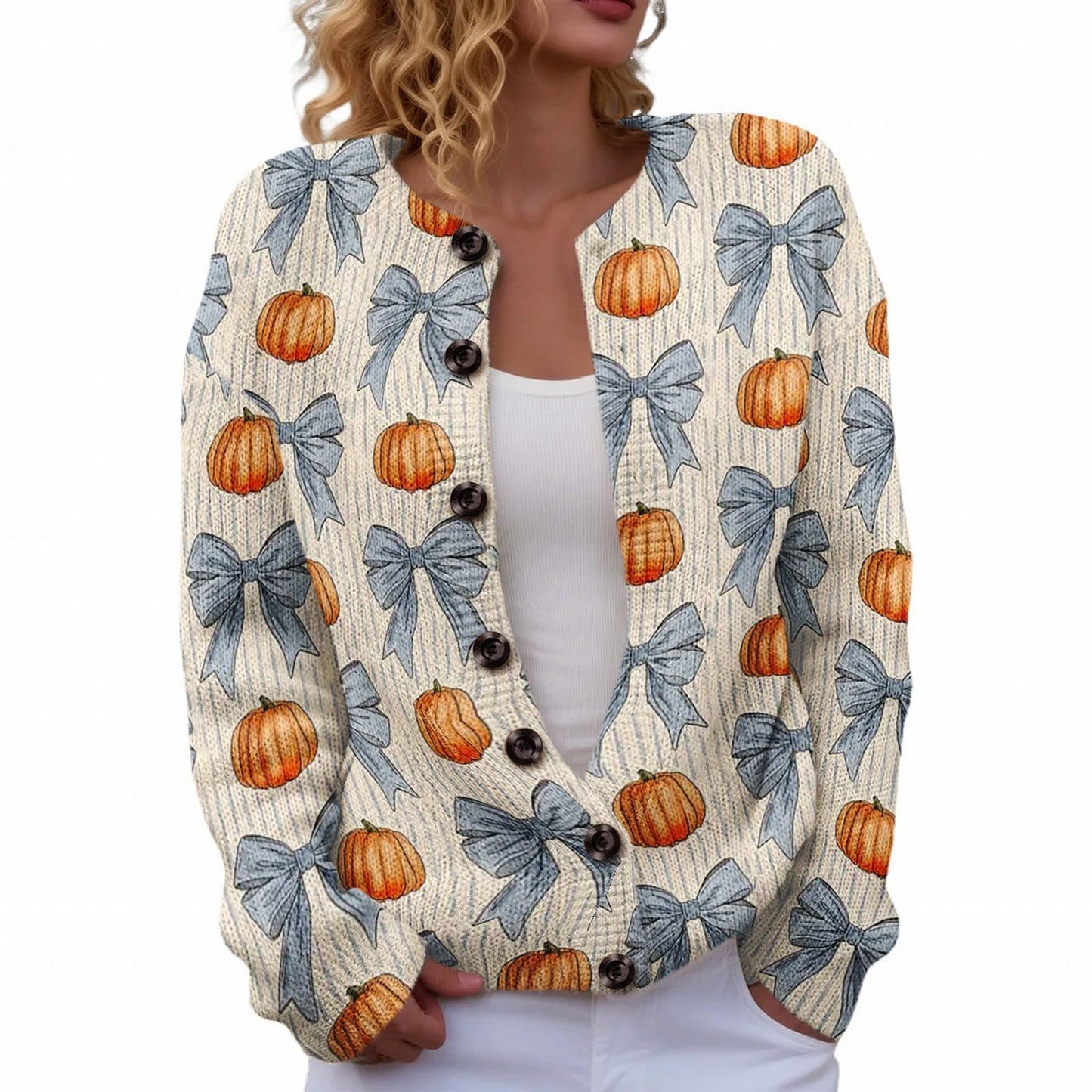 Ll-Yk1 Halloween Cardigan Round Neck Long-Sleeved 3D Printed Sweater European and American Cross-Border Casual Women's Clothing Amazon Theme Ll-Yk1 Halloween Cardigan Round Neck Long-Sleeved 3D Printed Sweater European and American Cross-Border Casual Women's Clothing Amazon Theme