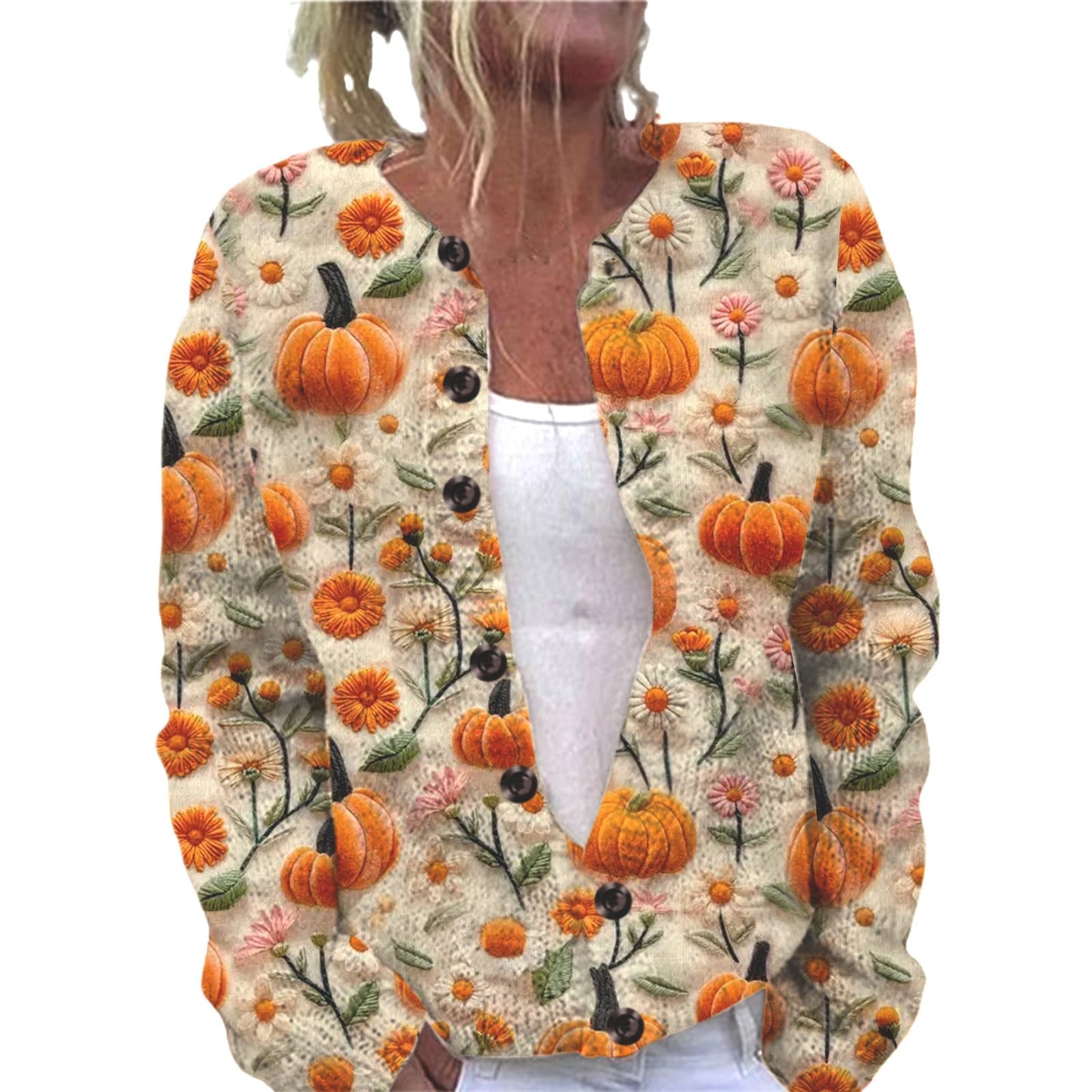 Ll-Yk1 Halloween Cardigan Round Neck Long-Sleeved 3D Printed Sweater European and American Cross-Border Casual Women's Clothing Amazon Theme Ll-Yk1 Halloween Cardigan Round Neck Long-Sleeved 3D Printed Sweater European and American Cross-Border Casual Women's Clothing Amazon Theme