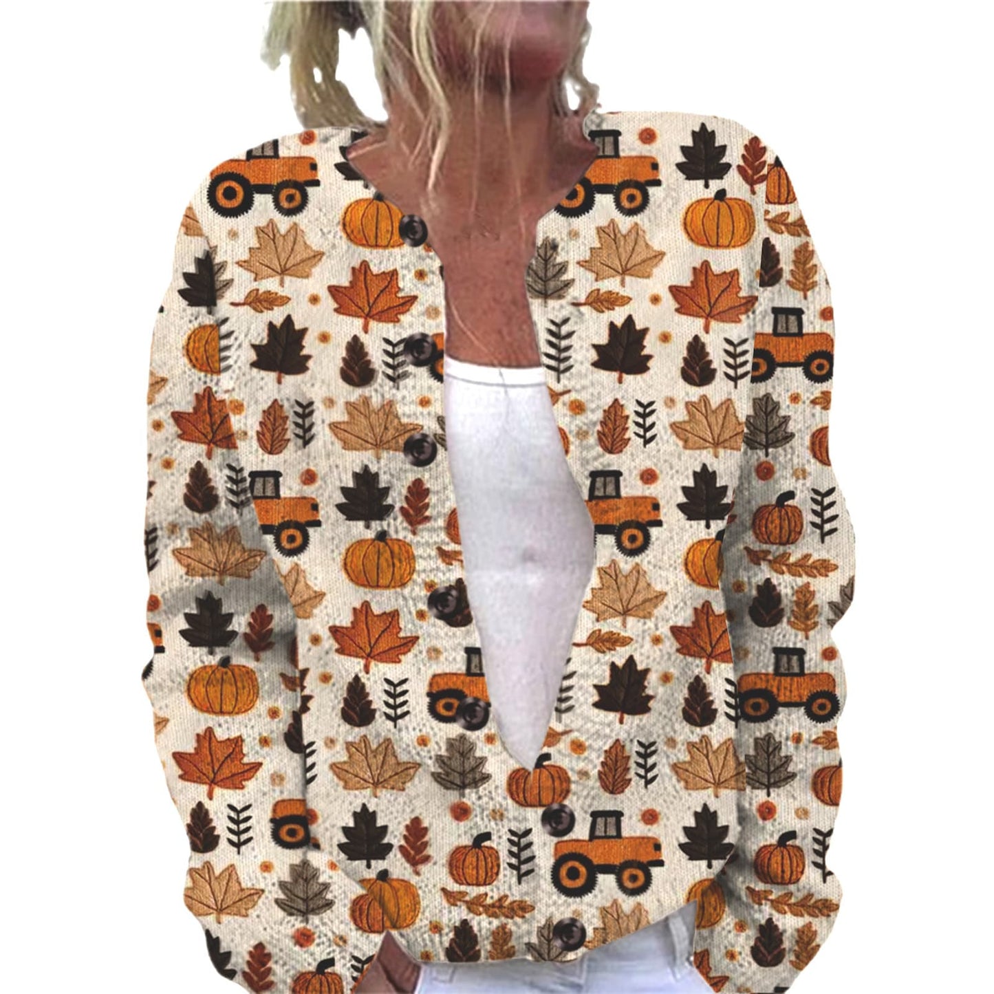 Ll-Yk1 Halloween Cardigan Round Neck Long-Sleeved 3D Printed Sweater European and American Cross-Border Casual Women's Clothing Amazon Theme Ll-Yk1 Halloween Cardigan Round Neck Long-Sleeved 3D Printed Sweater European and American Cross-Border Casual Women's Clothing Amazon Theme