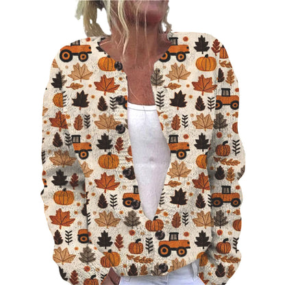 Ll-Yk1 Halloween Cardigan Round Neck Long-Sleeved 3D Printed Sweater European and American Cross-Border Casual Women's Clothing Amazon Theme Ll-Yk1 Halloween Cardigan Round Neck Long-Sleeved 3D Printed Sweater European and American Cross-Border Casual Women's Clothing Amazon Theme
