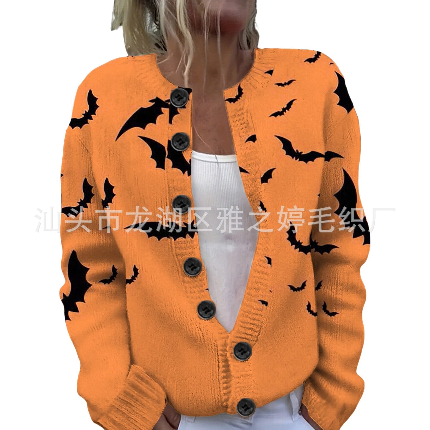 Ll-Yk1 Halloween Cardigan Round Neck Long-Sleeved 3D Printed Sweater European and American Cross-Border Casual Women's Clothing Amazon Theme Ll-Yk1 Halloween Cardigan Round Neck Long-Sleeved 3D Printed Sweater European and American Cross-Border Casual Women's Clothing Amazon Theme