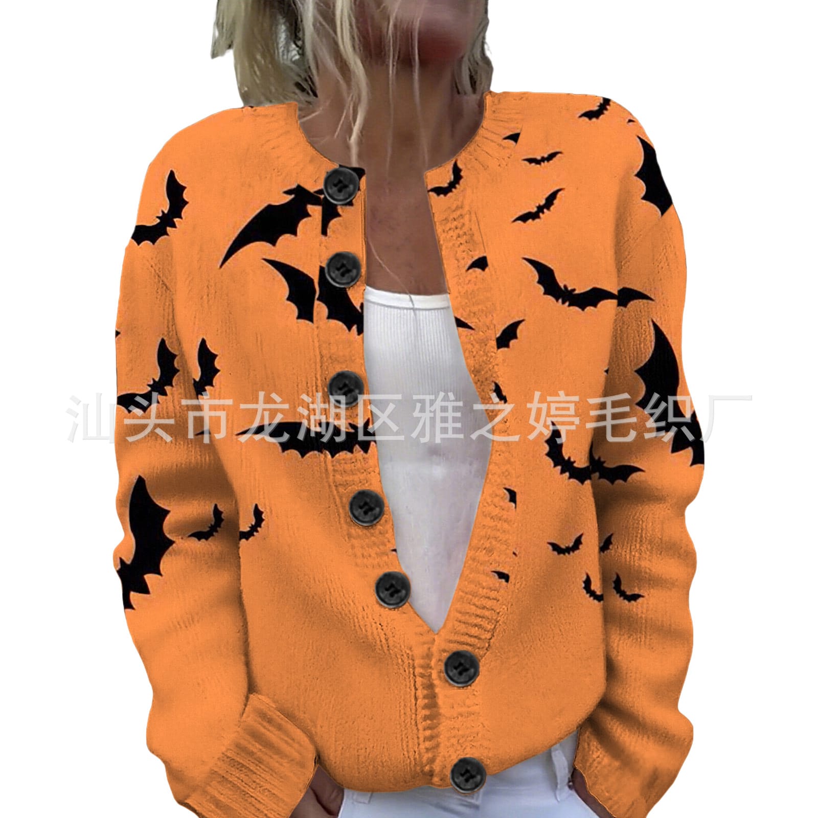 Ll-Yk1 Halloween Cardigan Round Neck Long-Sleeved 3D Printed Sweater European and American Cross-Border Casual Women's Clothing Amazon Theme Ll-Yk1 Halloween Cardigan Round Neck Long-Sleeved 3D Printed Sweater European and American Cross-Border Casual Women's Clothing Amazon Theme