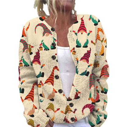 Ll-Yk1 Halloween Cardigan Round Neck Long-Sleeved 3D Printed Sweater European and American Cross-Border Casual Women's Clothing Amazon Theme Ll-Yk1 Halloween Cardigan Round Neck Long-Sleeved 3D Printed Sweater European and American Cross-Border Casual Women's Clothing Amazon Theme