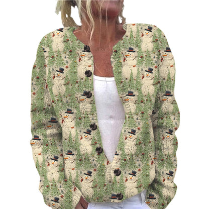 Ll-Yk1 Halloween Cardigan Round Neck Long-Sleeved 3D Printed Sweater European and American Cross-Border Casual Women's Clothing Amazon Theme Ll-Yk1 Halloween Cardigan Round Neck Long-Sleeved 3D Printed Sweater European and American Cross-Border Casual Women's Clothing Amazon Theme