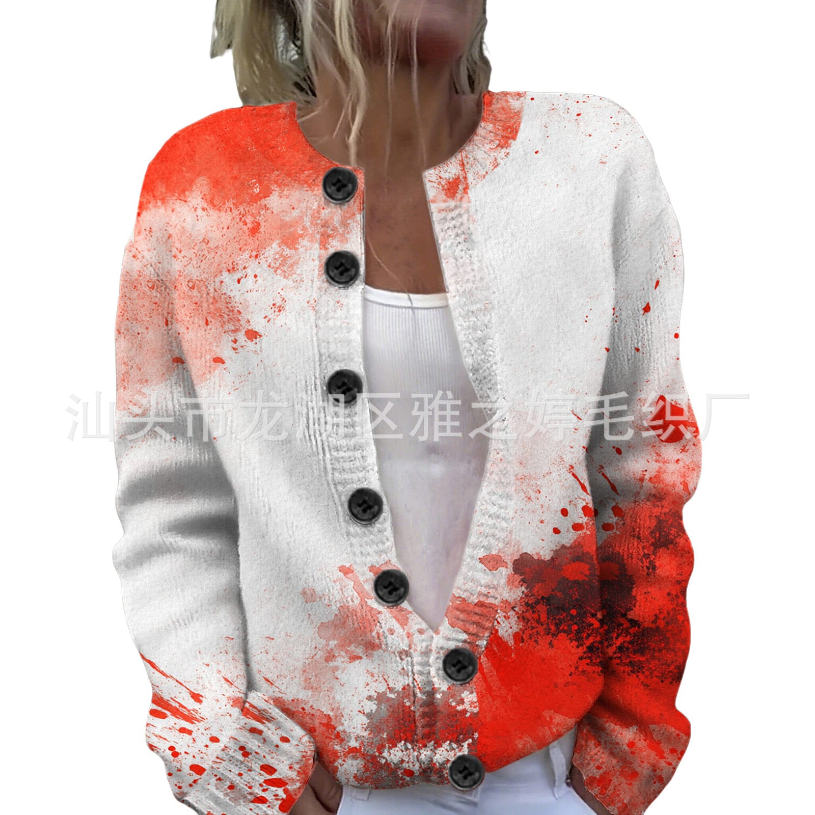 Ll-Yk1 Halloween Cardigan Round Neck Long-Sleeved 3D Printed Sweater European and American Cross-Border Casual Women's Clothing Amazon Theme Ll-Yk1 Halloween Cardigan Round Neck Long-Sleeved 3D Printed Sweater European and American Cross-Border Casual Women's Clothing Amazon Theme