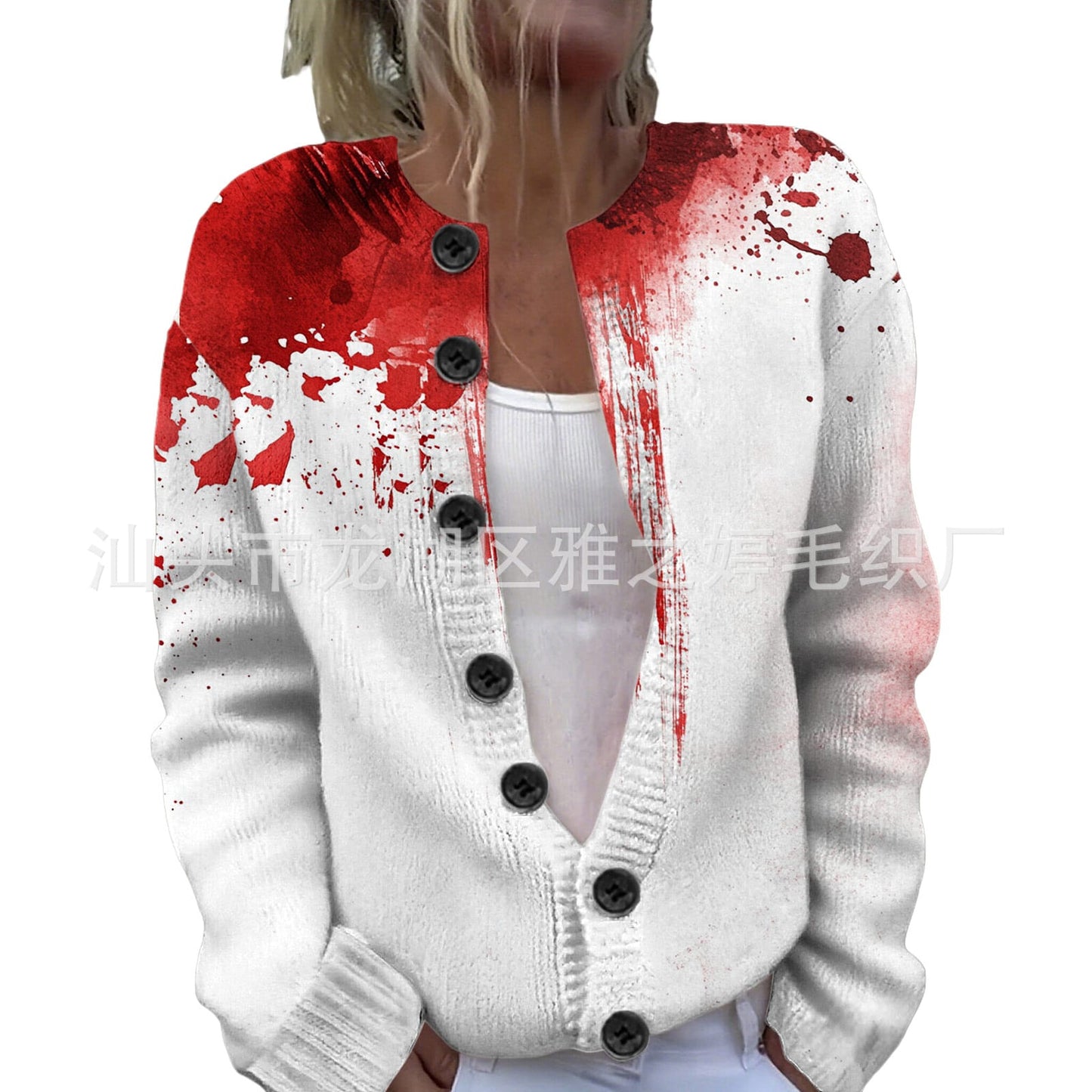 Ll-Yk1 Halloween Cardigan Round Neck Long-Sleeved 3D Printed Sweater European and American Cross-Border Casual Women's Clothing Amazon Theme Ll-Yk1 Halloween Cardigan Round Neck Long-Sleeved 3D Printed Sweater European and American Cross-Border Casual Women's Clothing Amazon Theme