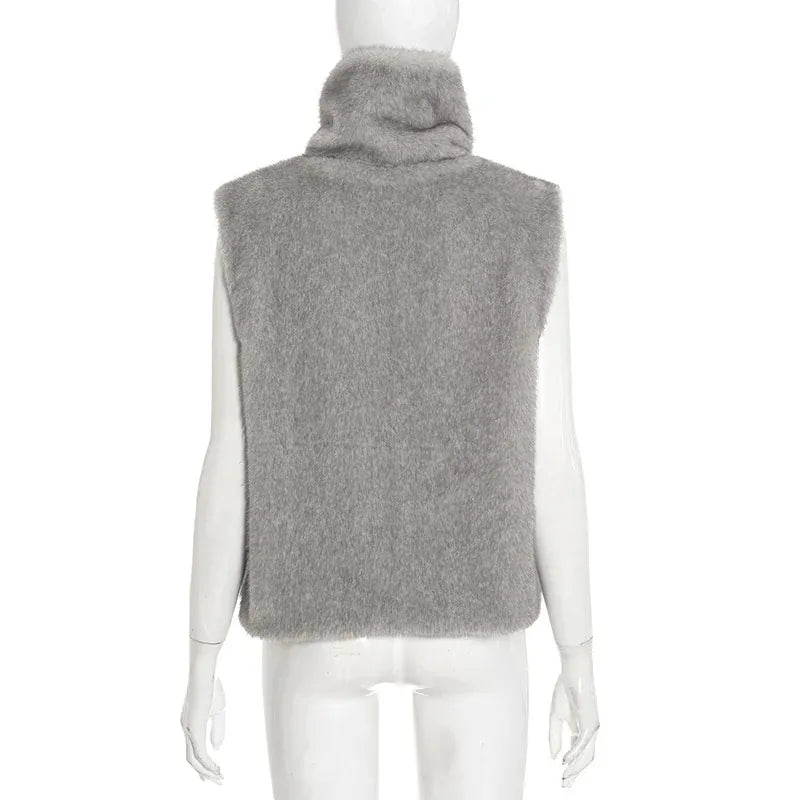Loose Fit Faux Fur Vest - Sleeveless Winter Waistcoat | Wahooly Loose Fit Faux Fur Vest - Sleeveless Winter Waistcoat for Women