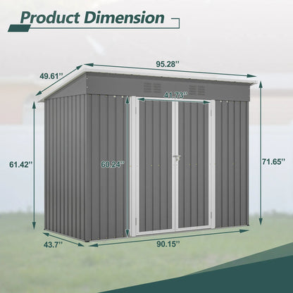 LZBEITEM 4' x 8' Metal Outdoor Storage Shed LZBEITEM 4' x 8' Metal Outdoor Storage Shed