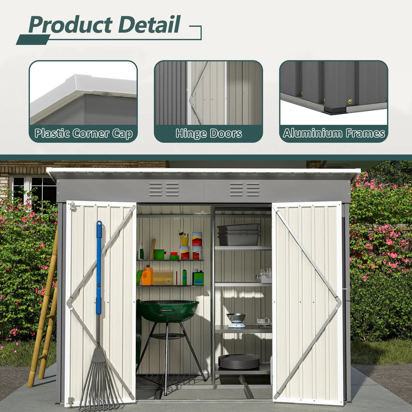 LZBEITEM 4' x 8' Metal Outdoor Storage Shed LZBEITEM 4' x 8' Metal Outdoor Storage Shed