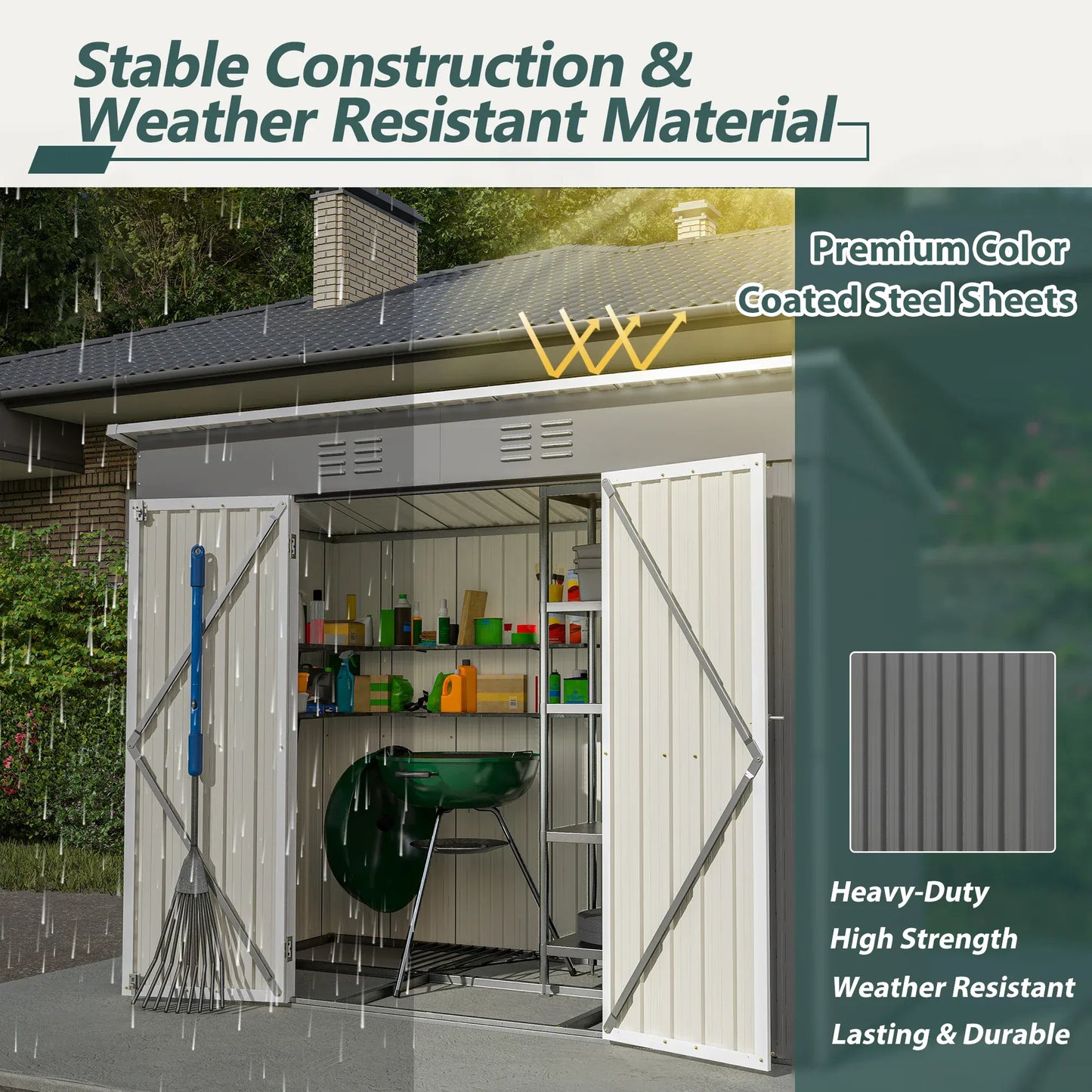 LZBEITEM 4' x 8' Metal Outdoor Storage Shed LZBEITEM 4' x 8' Metal Outdoor Storage Shed