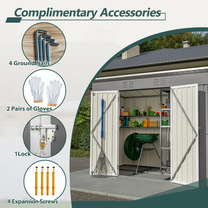 LZBEITEM 4' x 8' Metal Outdoor Storage Shed LZBEITEM 4' x 8' Metal Outdoor Storage Shed