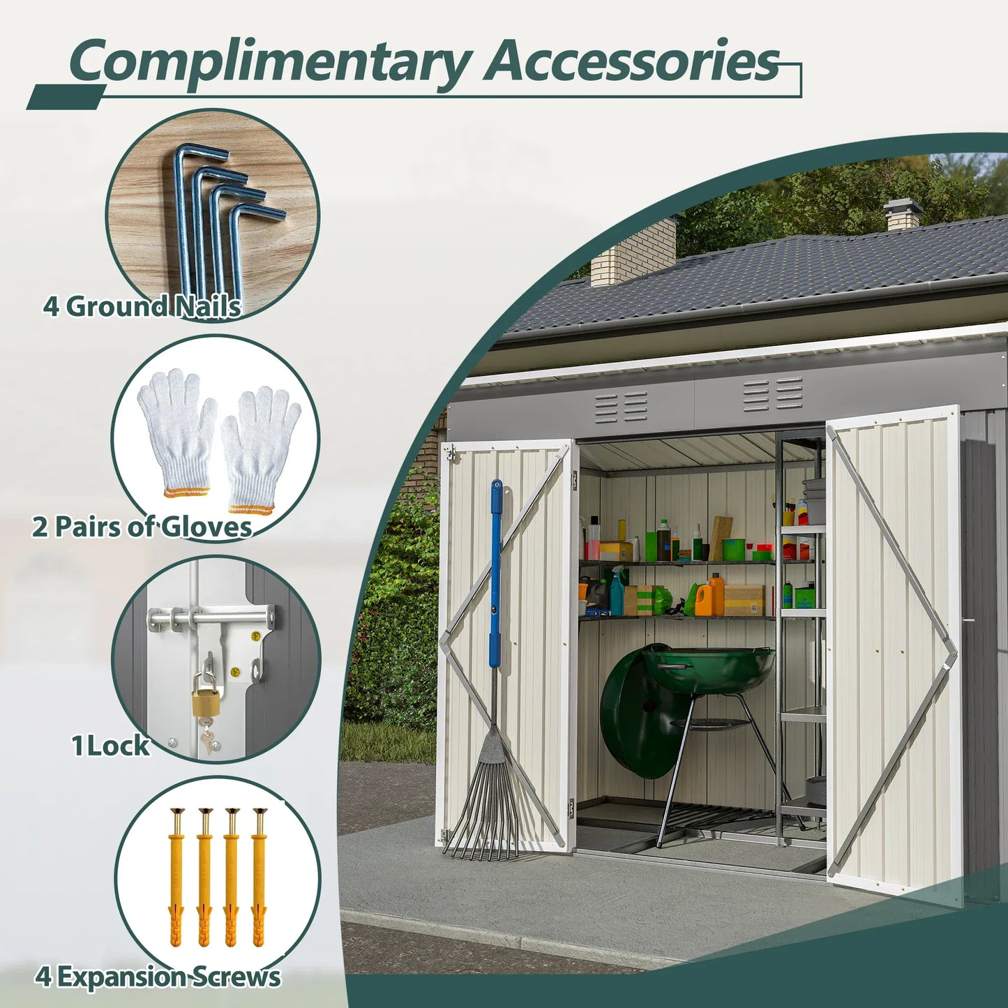 LZBEITEM 4' x 8' Metal Outdoor Storage Shed LZBEITEM 4' x 8' Metal Outdoor Storage Shed
