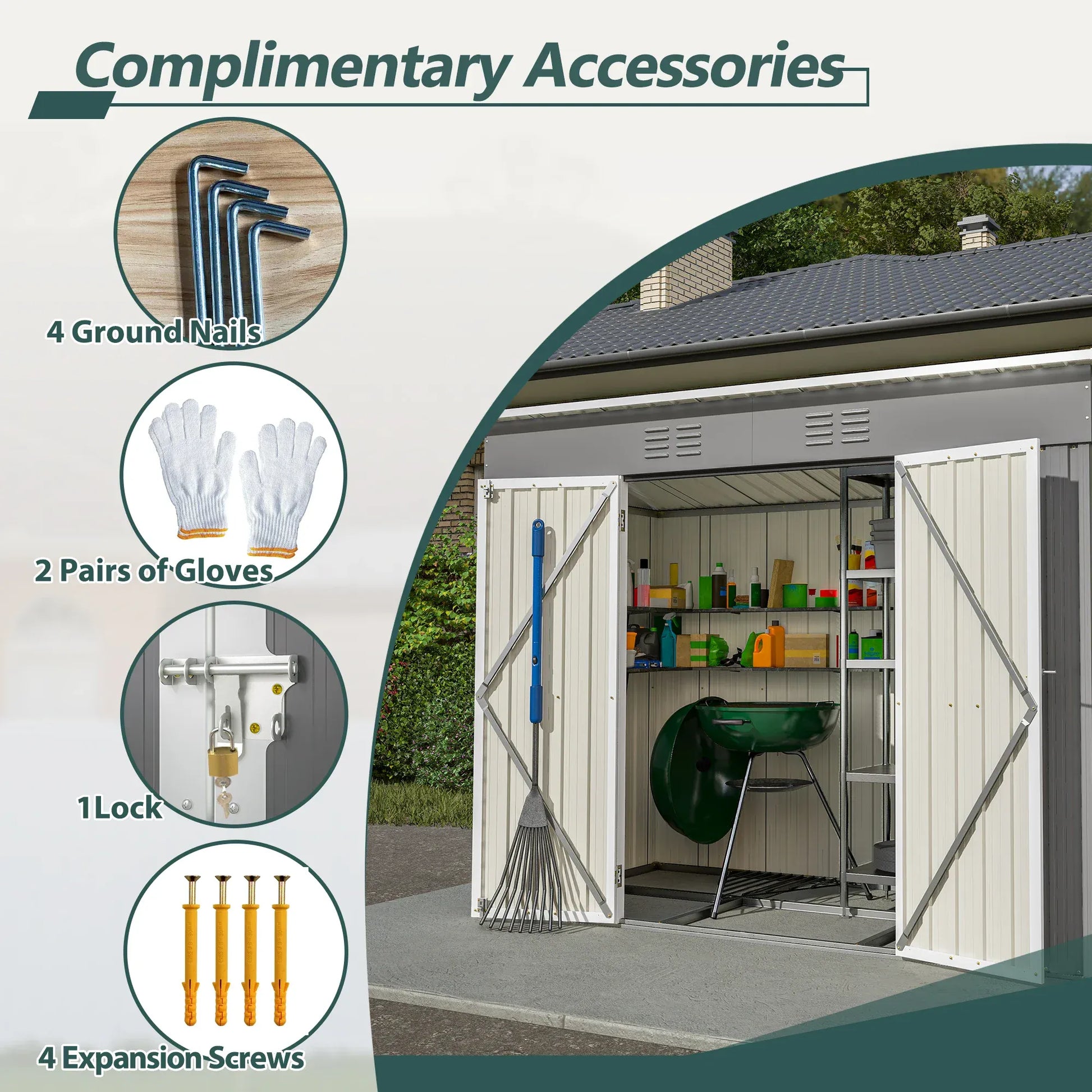 LZBEITEM 4' x 8' Metal Outdoor Storage Shed LZBEITEM 4' x 8' Metal Outdoor Storage Shed