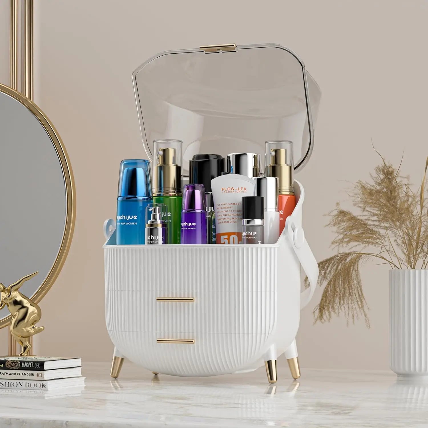 Makeup Organizer with 2 Drawers and Brush Storage Box Makeup Organizer with 2 Drawers and Brush Storage Box