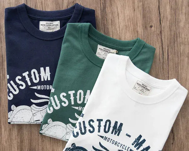 Matching Motorcycle Graphic T-Shirt Pure Cotton Short Sleeve Men Women | Wahooly Matching Motorcycle Graphic T-Shirt – Pure Cotton Short Sleeve Tee for Men & Women