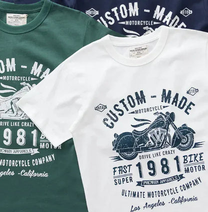 Matching Motorcycle Graphic T-Shirt Pure Cotton Short Sleeve Men Women | Wahooly Matching Motorcycle Graphic T-Shirt – Pure Cotton Short Sleeve Tee for Men & Women